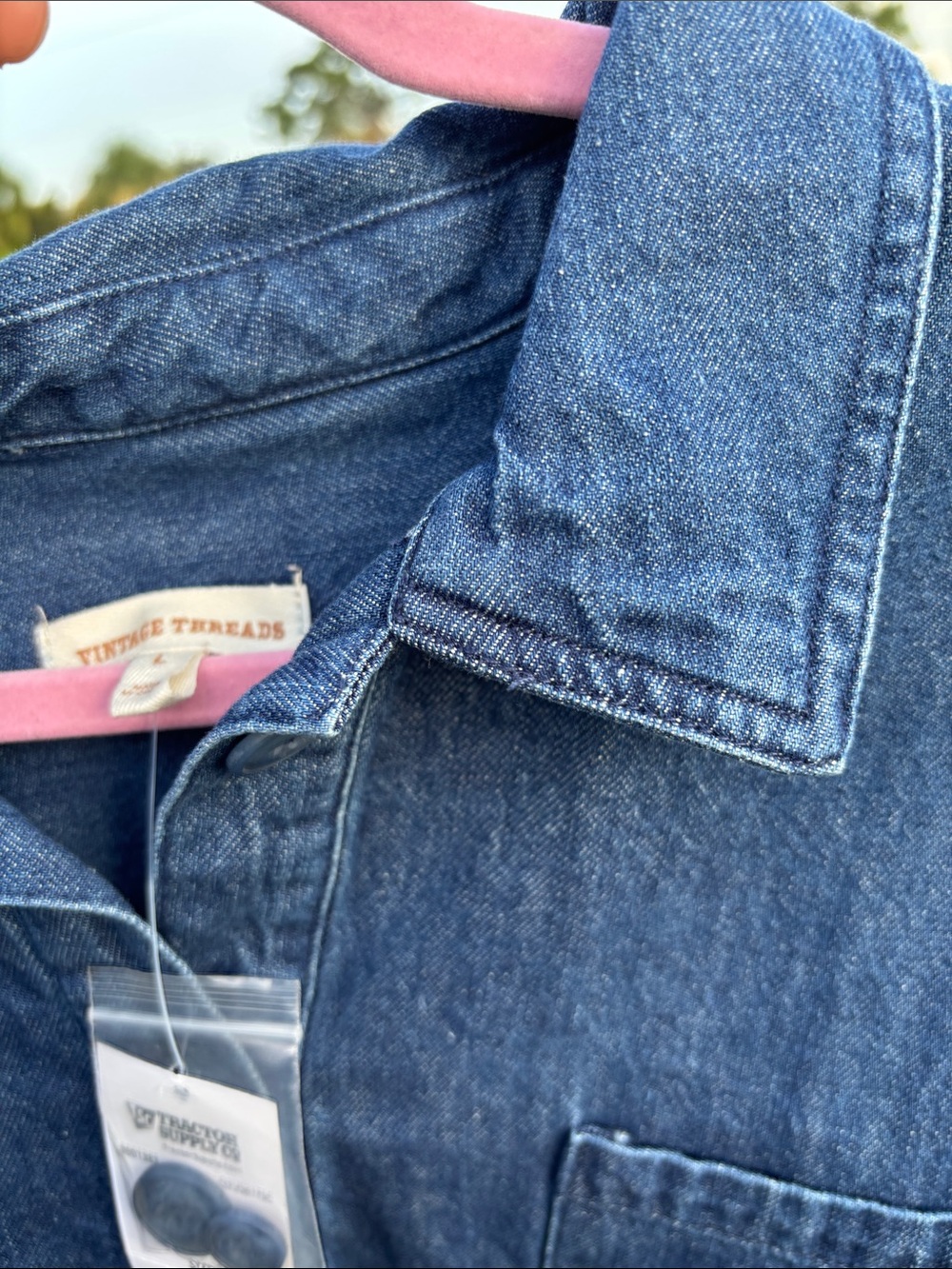 Long Sleeve Denim Pullover Shirt - Classic Blue - Picture 7 of 10